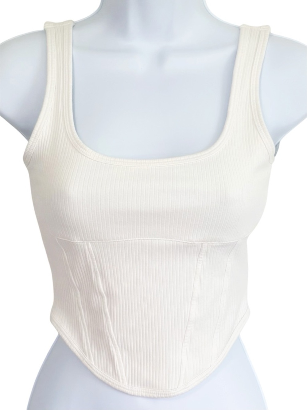 PINK Victoria's Secret Ribbed Bralette Crop Tank Small White Scoop Neck Fitted
